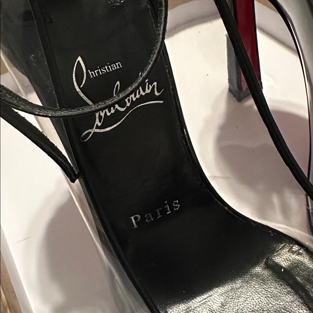 Christian Louboutin Black Patent Heels with Studded Detail - Picture 3 of 9